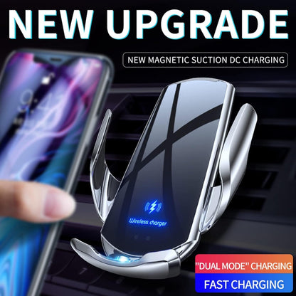 Wireless Car Charger Automotive Electric Induction 15W Wireless Charger Car Vent Mount Bracket Fast Charging Auto-Clamping Car Phone Holder Mount Air Vent Phone Holder Black…