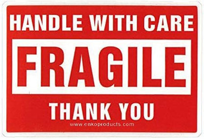 Enko - 4 X 6 Inch Large Fragile Stickers Handle with Care Warning Packing Shipping Label - Permanent Adhesive (1 Roll, 500 Labels)