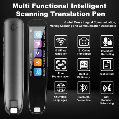 Translation Scanning Pen, Bluetooth Wifi Scan Reader Pen for Dyslexia, Text to Speech Pen, Portable 131 Language Translator Device for Language Learners Business Students Adults Traveler