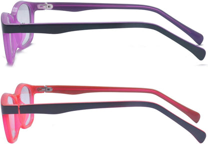 2 Pack Kids anti Blue Light Glasses Classic Rectangle Eyewear anti Harmful Blue Light/Uv400 | anti Glare (Purple+Red, 47)