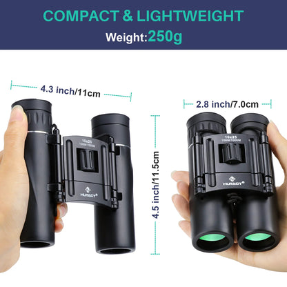 Binoculars for Adult and Kids, 10X25 Compact Binoculars for Bird Watching and Hunting Waterproof/Fogproof/Shockproof Binoculars,Black