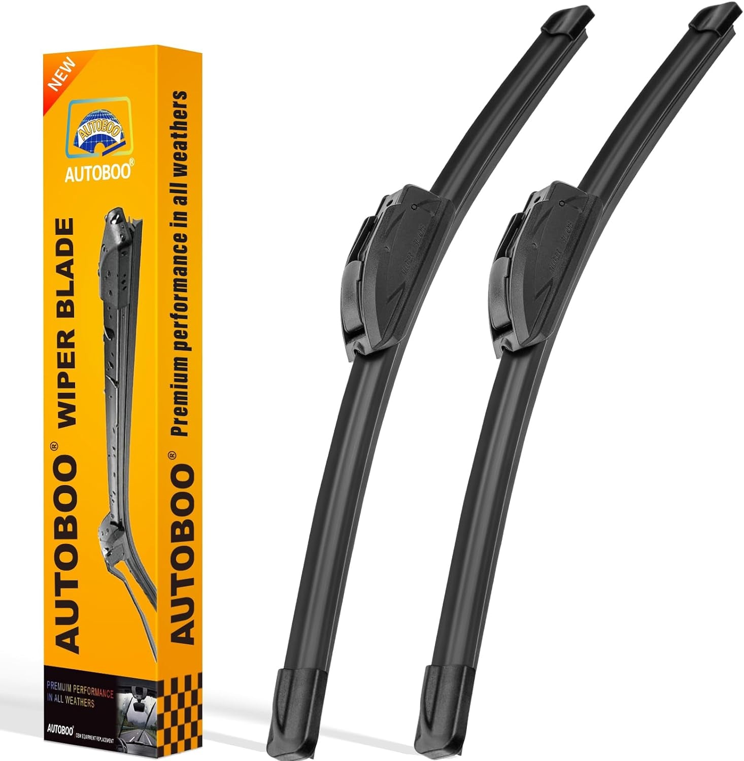 OEM Quality 19" + 19" Premium All-Seasons Durable Stable and Quiet Windshield Wiper Blades 2 Pack ( Pair for Front Windshield )