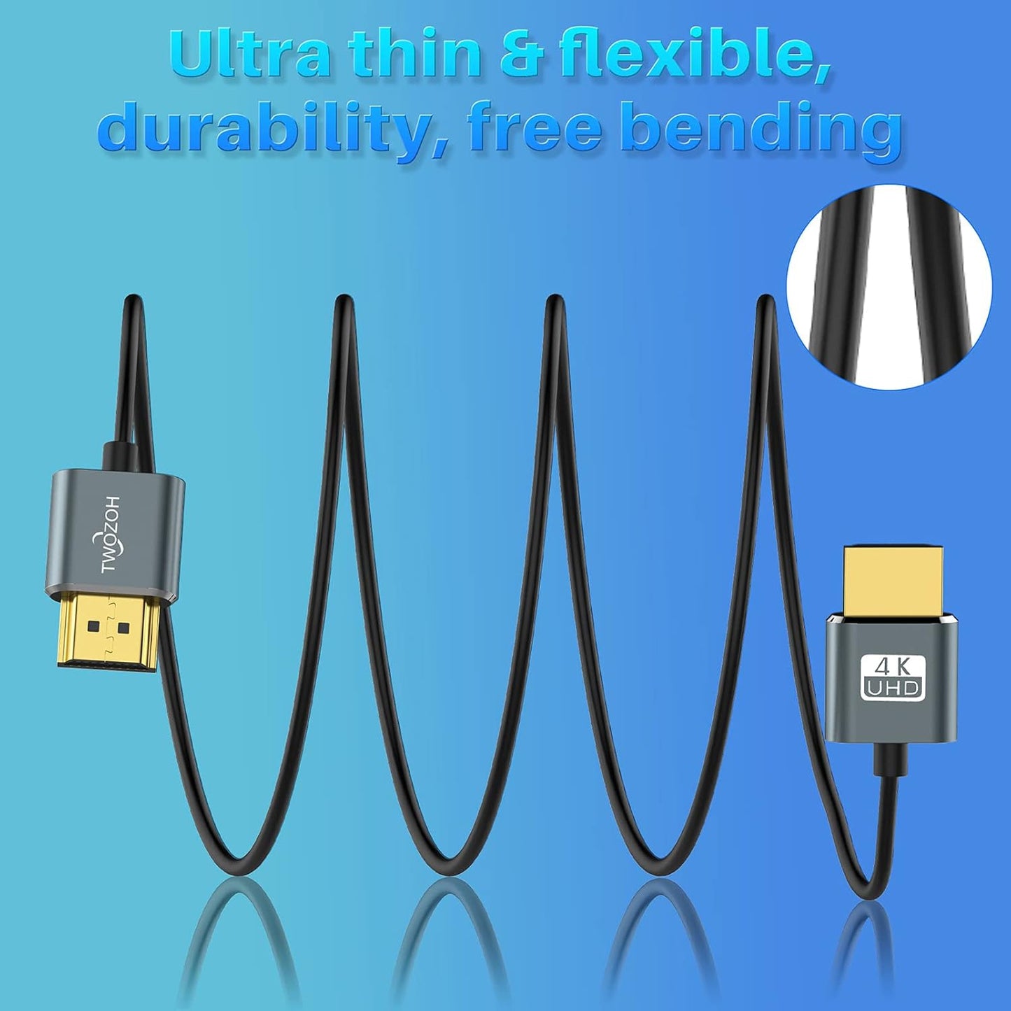 Ultra-Thin HDMI to HDMI Cable 25FT, Hyper Slim HDMI 2.0 Cable, Extreme Flexible HDMI Cord Support 3D/4K@60Hz, 2160P, 1080P