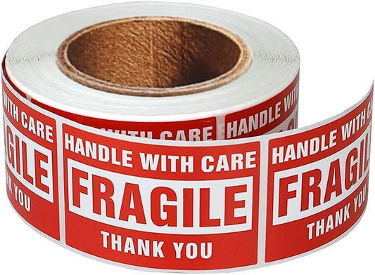 Enko - 4 X 6 Inch Large Fragile Stickers Handle with Care Warning Packing Shipping Label - Permanent Adhesive (1 Roll, 500 Labels)