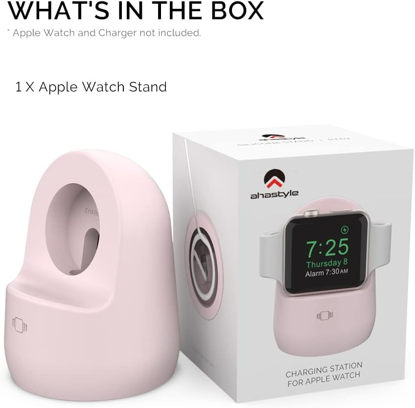 Iwatch Stand Silicone Charging Dock Holder for Apple Watch Ultra 2, Ultra, SE2, SE, Series 9 8 7 6 5 4 3 2 1 (49/45/44/42/41/40/38Mm), Supports Nightstand Mode (Pink)