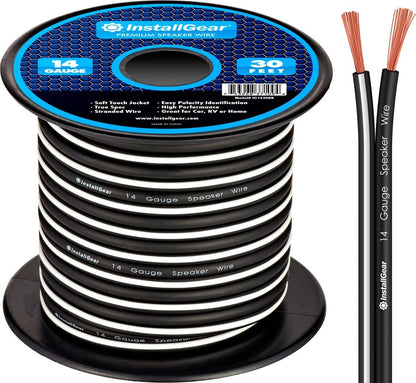 14 Gauge AWG 30Ft Black Speaker Wire Cable - Great Use for Car Speakers Stereos, Home Theater Speakers, Surround Sound, Radio